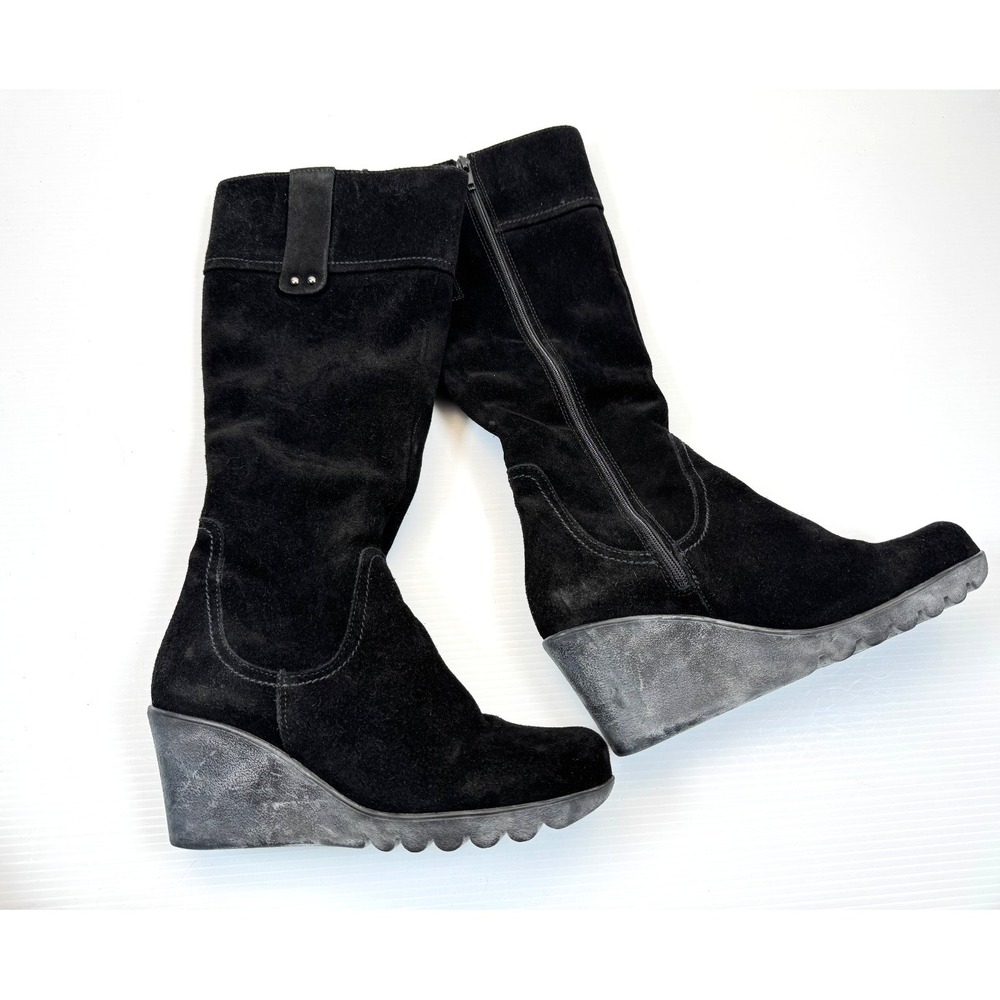 La‎ Canadienne Grace Suede Waterproof Wedge Boots Women 7 M EUC $598 Zip Closure